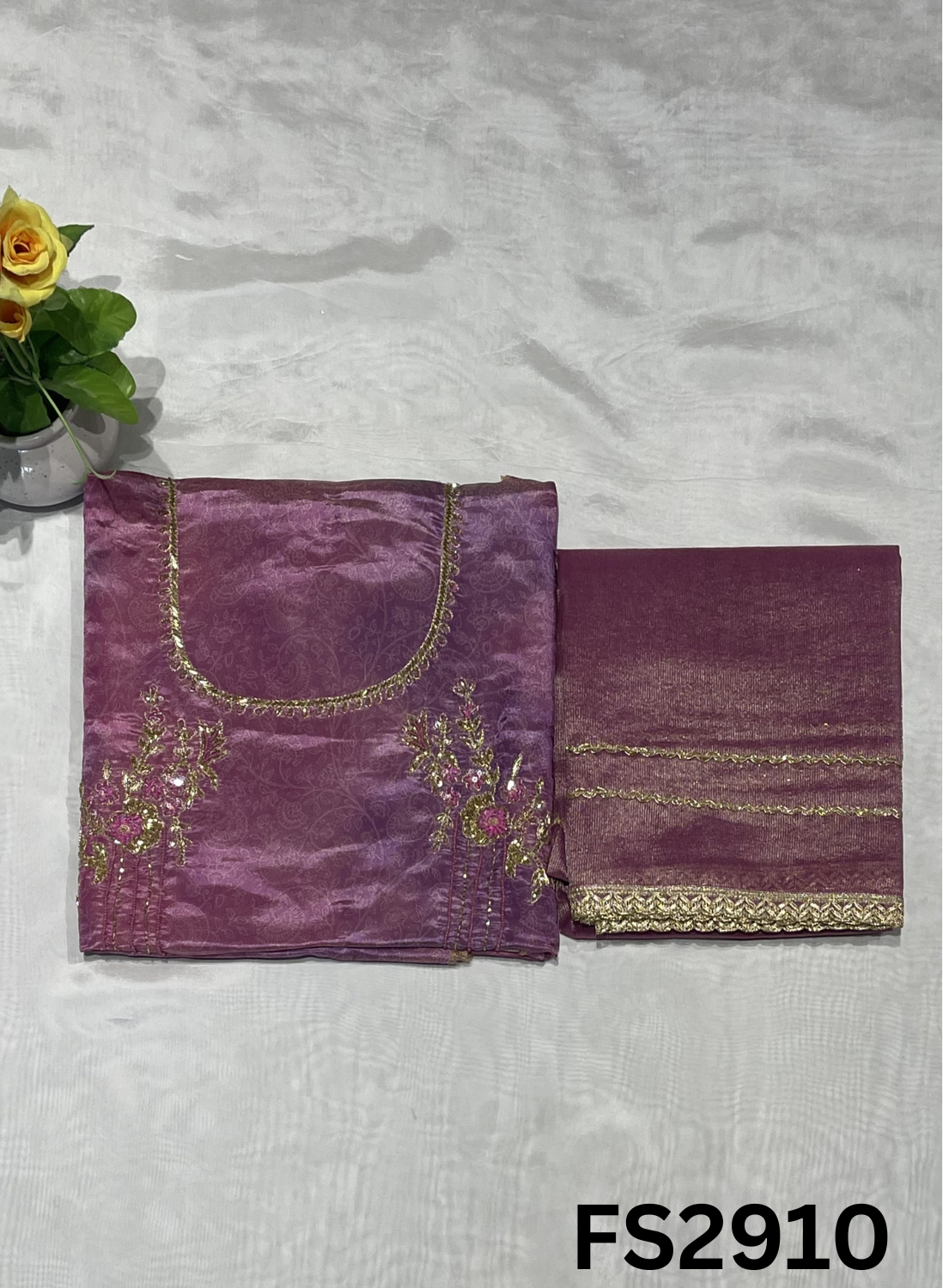 FS2910 | Self-Print | Shimmer Suit | Party Wear | Wedding | Jaggo | Ring Ceremony | Festival