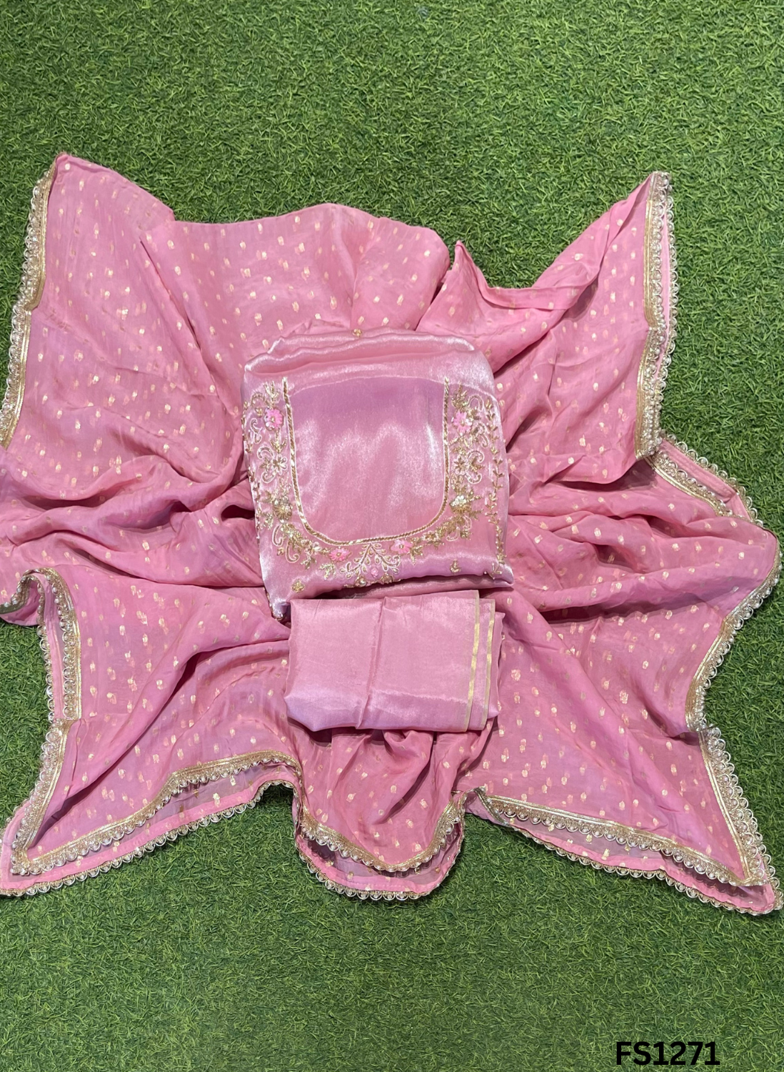 FS1271 | Pink | Shimmer suit | Wedding | Party Wear | Jaggo | Ring Ceremony | Festival