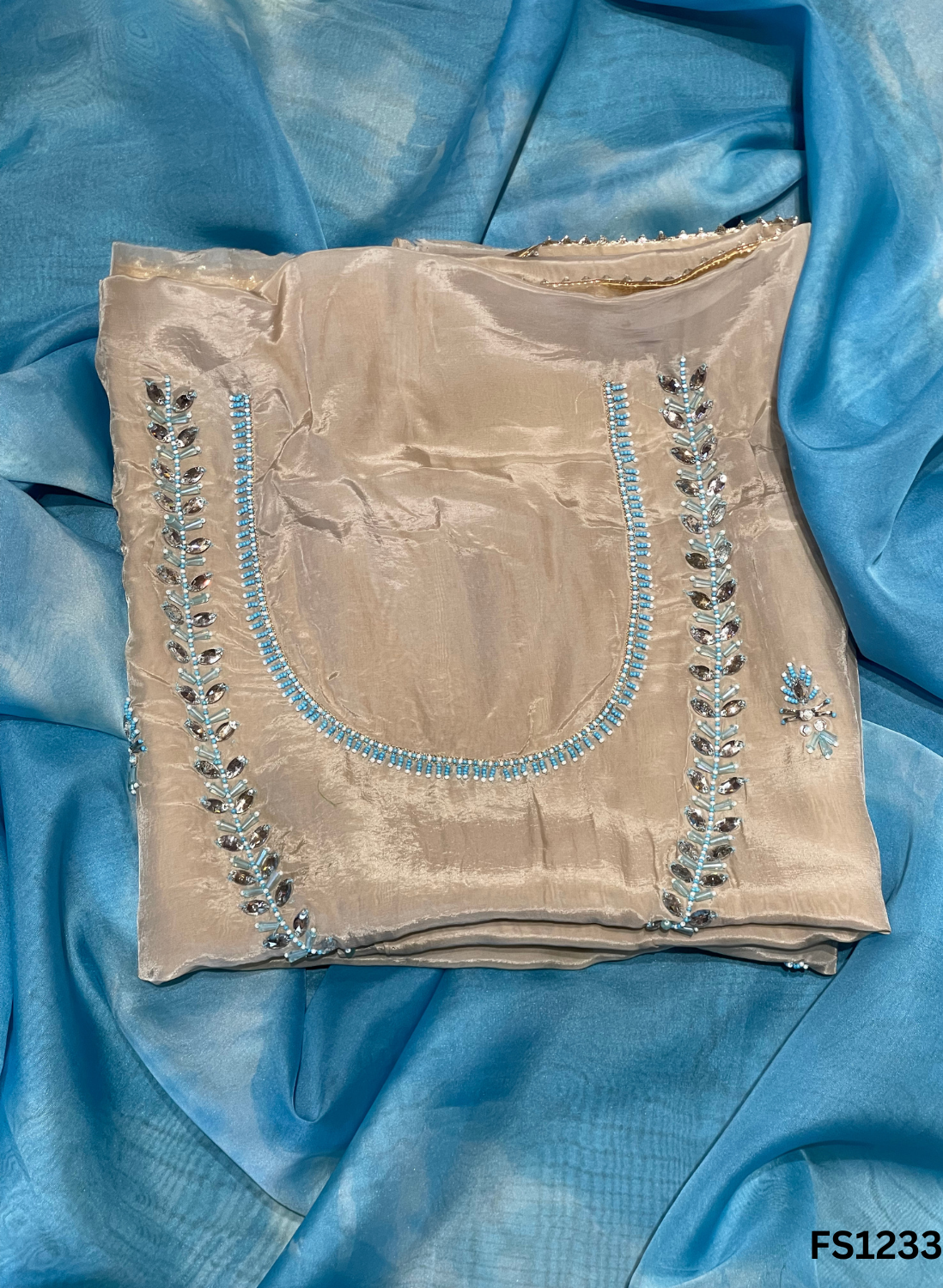 FS1233 | Golden | Silk Organza| Silk Suit | Wedding | Party Wear | Ring Ceremony | Festival Suit | Allover suit