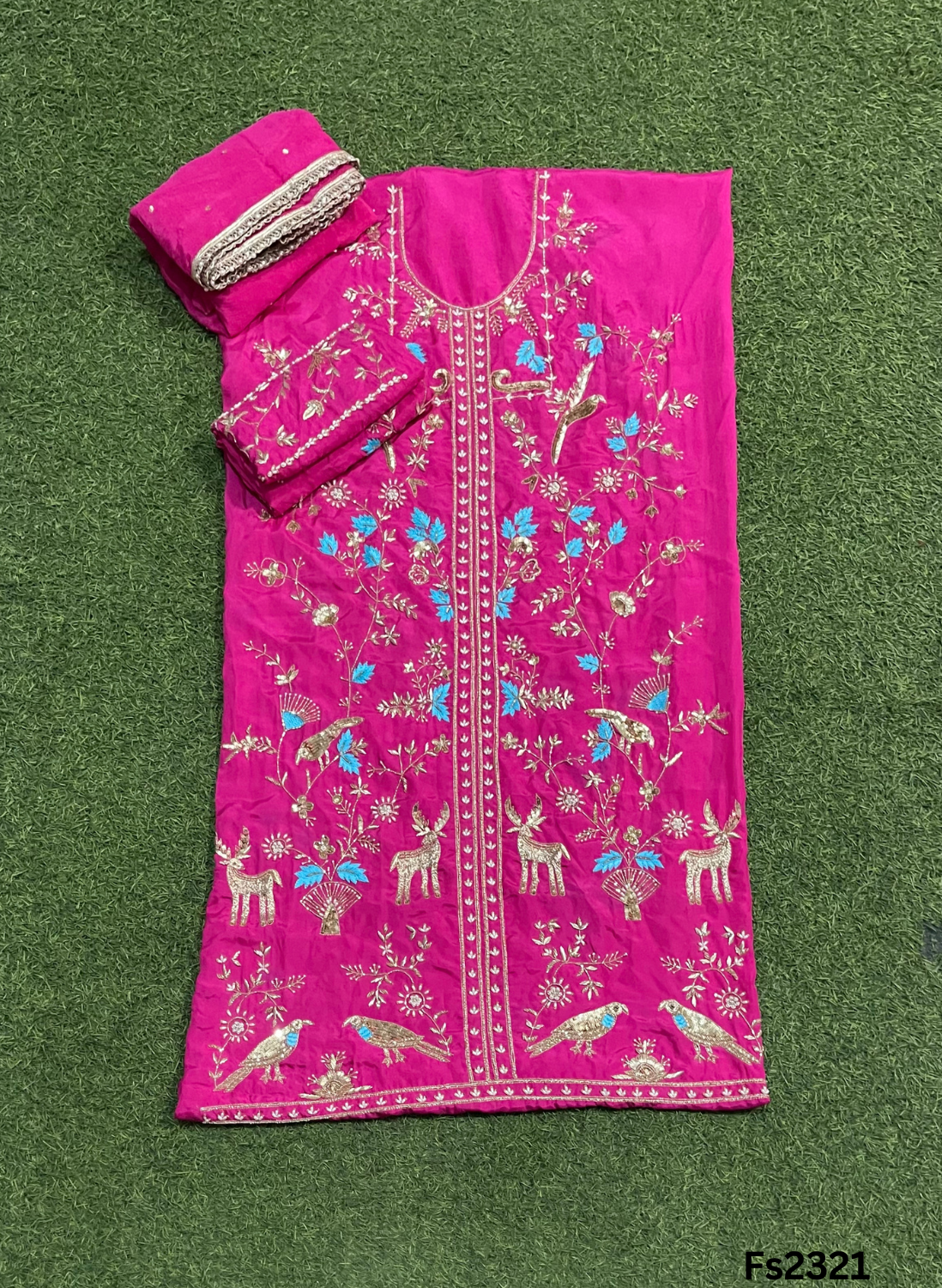 FS2321 | Hot-Pink | Silk | Party Wear | Wedding | Jaggo | Ring Ceremony | Festival