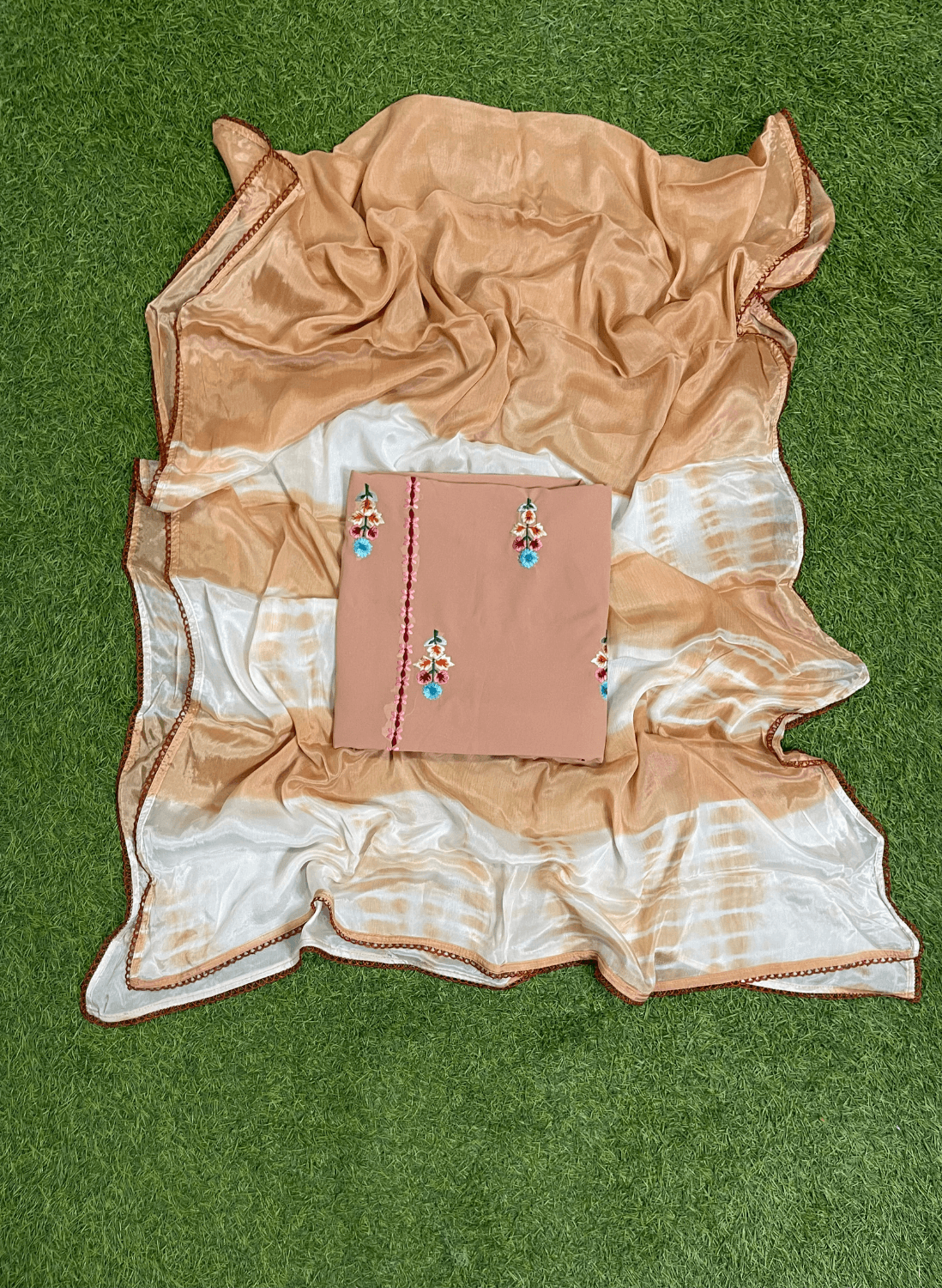 Tan Shade | Georgette Suit | Party Wear | Wedding | Jaggo | Ring Ceremony | Festival |