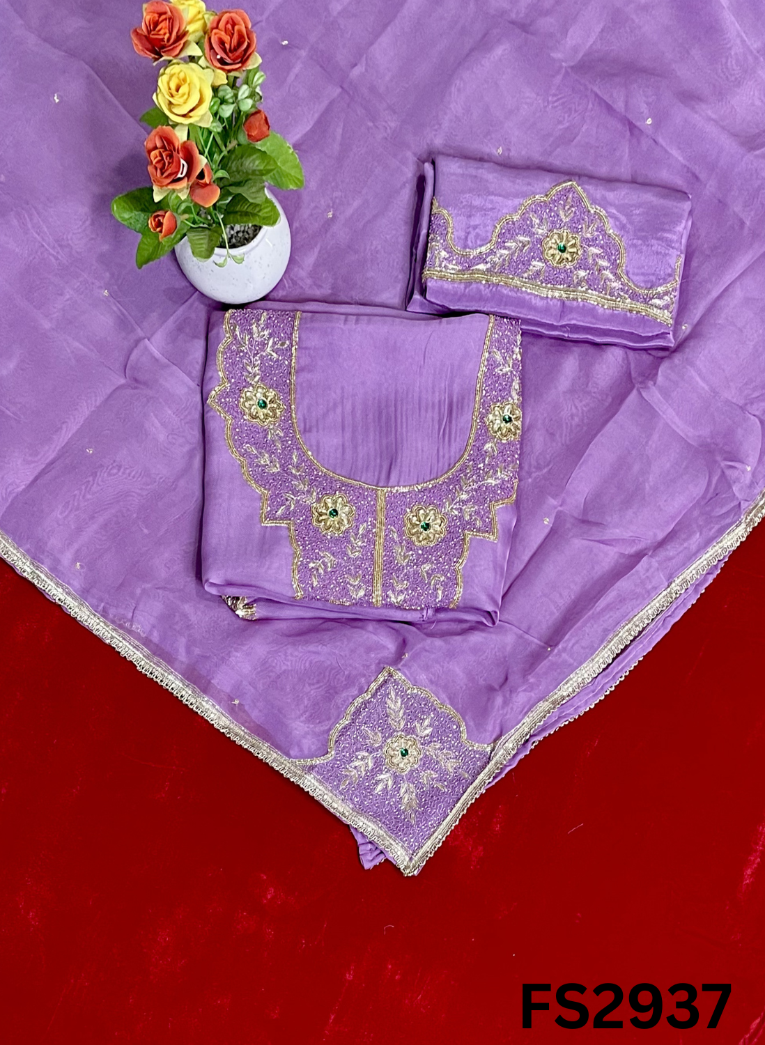 FS2937 | Twill Organza Suit | Party Wear | Wedding | Jaggo | Ring Ceremony | Festival