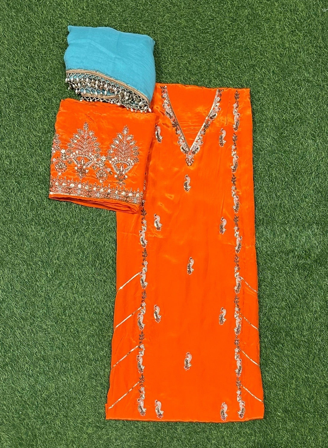 Orange | Crepe Suit | Wedding | Party Wear | Casual wear | Festival Suit | FS313