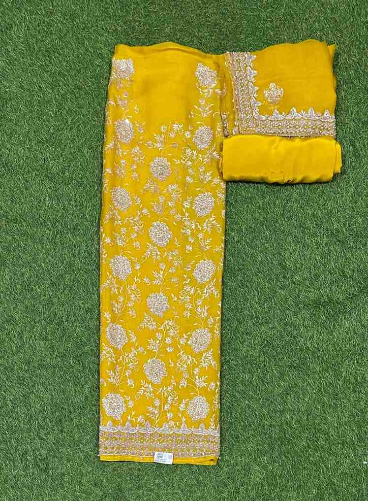 Yellow Organza Suit | Party Wear | Wedding | Jaggo | Ring Ceremony | Festival |