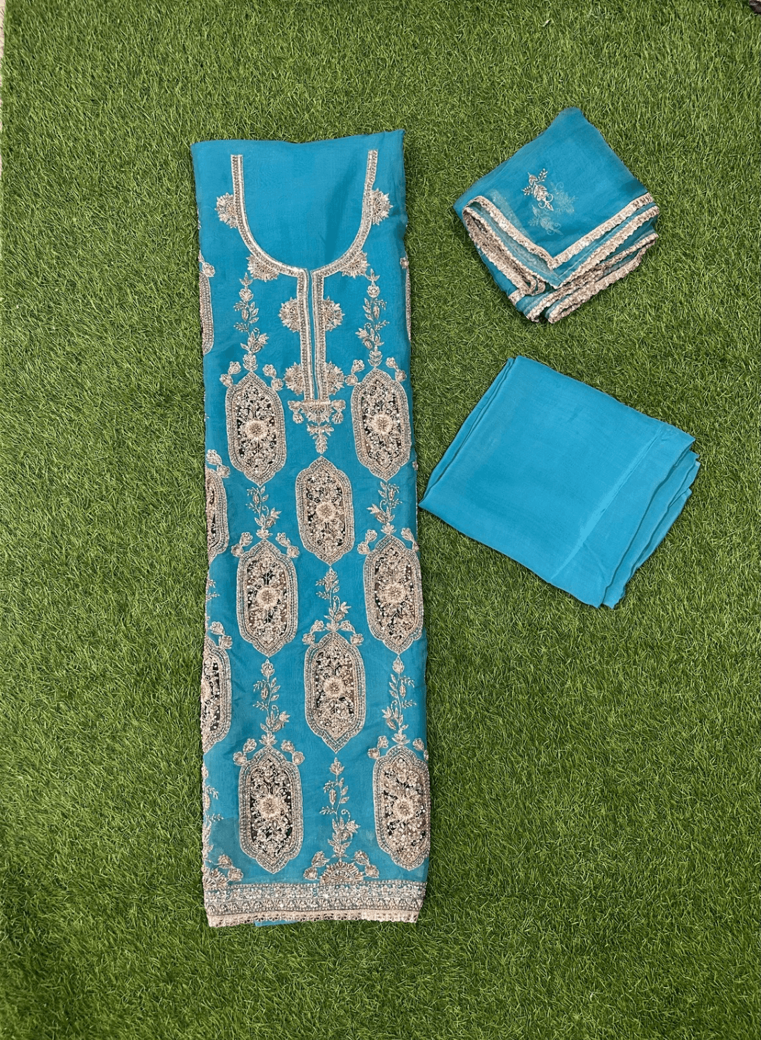 Sky blue Pure Organza Suit | Party Wear | Wedding | Ring Ceremony | Festival | Bridal |