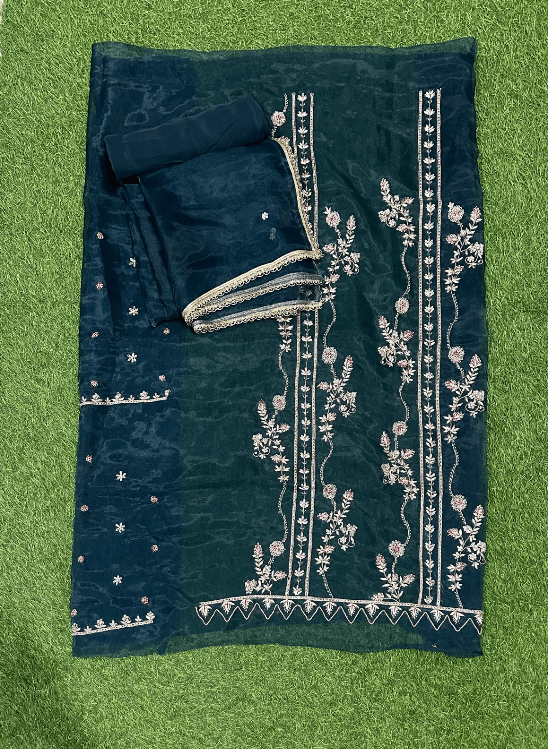 FS792 | Navy blue | Organza Suit | Party Wear | Wedding | Jaggo | Ring Ceremony | Festival | F9GFAA