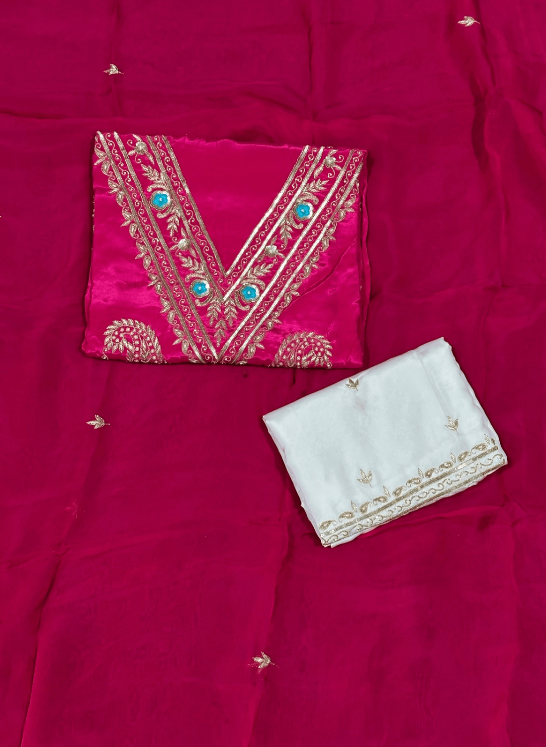 FS182 | Hot pink And white | Crepe Suit | Wedding | Party Wear | Casual wear | Festival Suit | F9HAAA