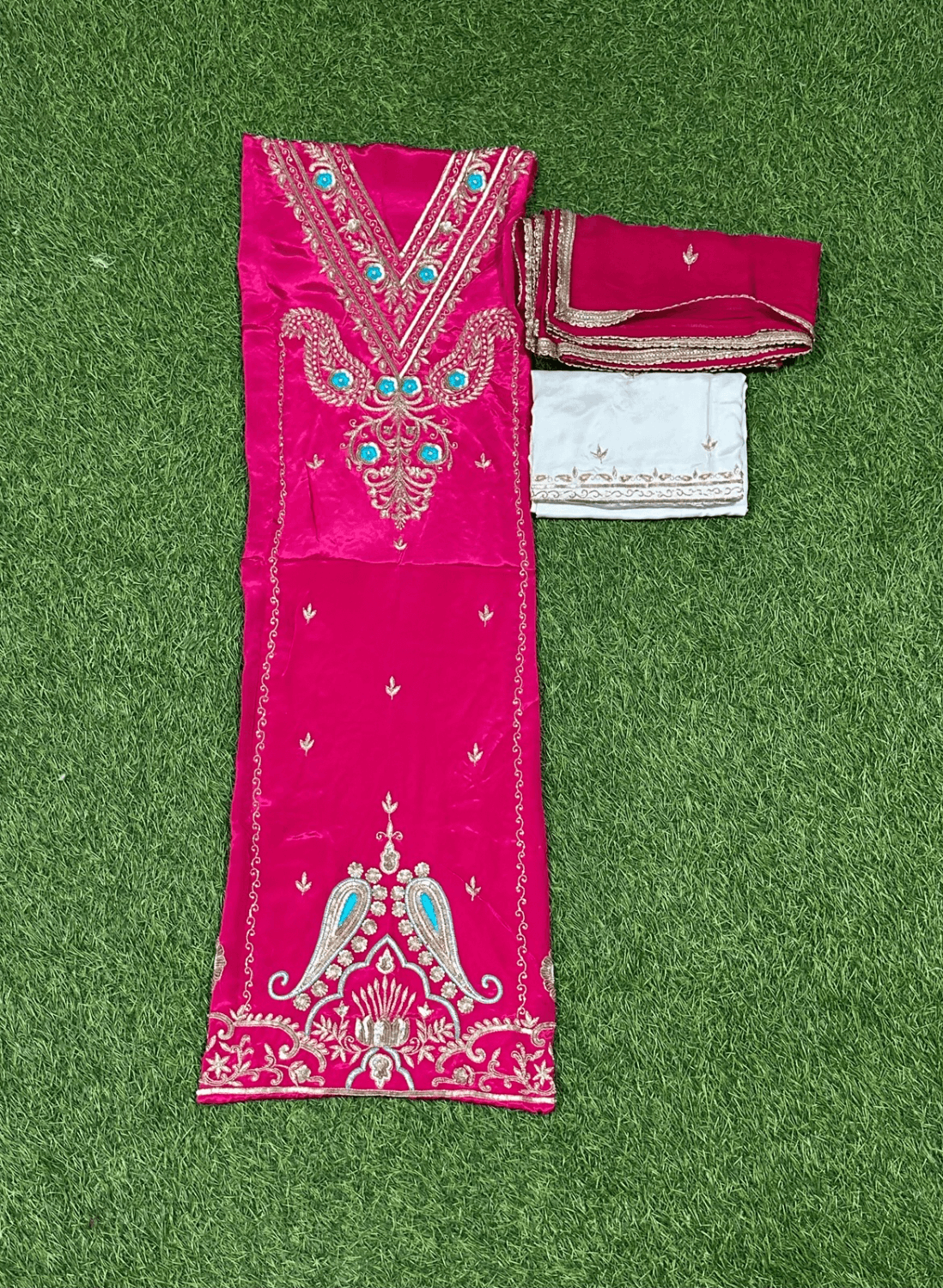 FS182 | Hot pink And white | Crepe Suit | Wedding | Party Wear | Casual wear | Festival Suit | F9HAAA