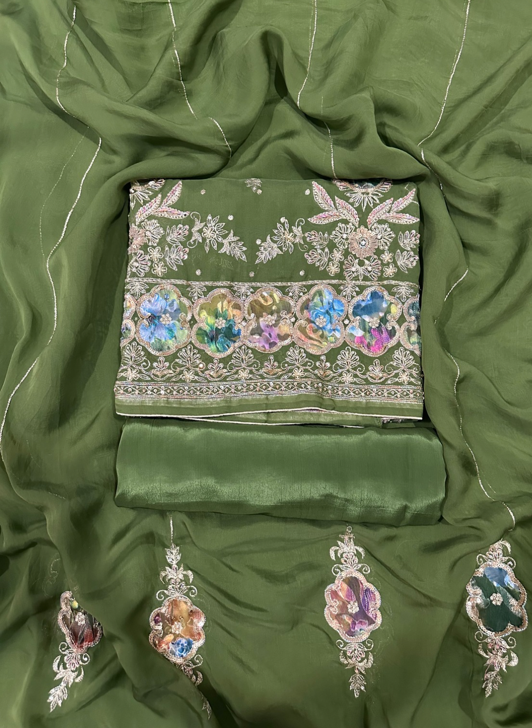 FS320 | Mehandi Organza Suit | Party Wear | Wedding | Jaggo | Ring Ceremony | Festival| F9HAAA