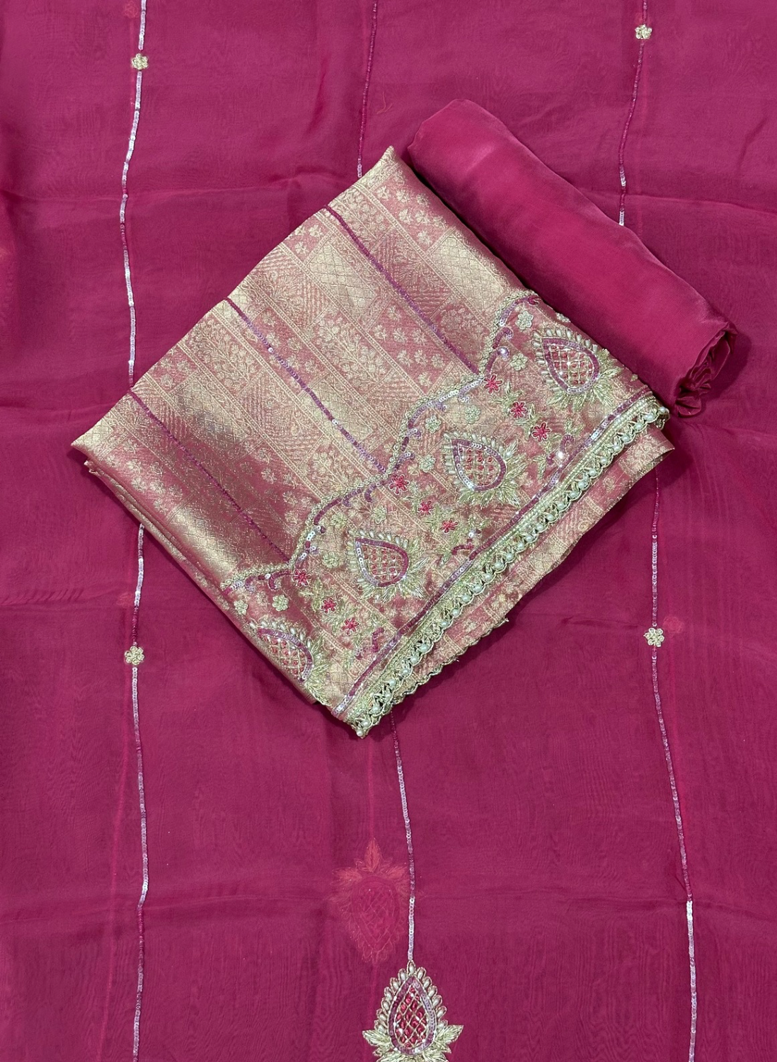 Hot pink Banarsi Silk Suit | Party Wear | Wedding | Ring Ceremony | Festival | Bridal |