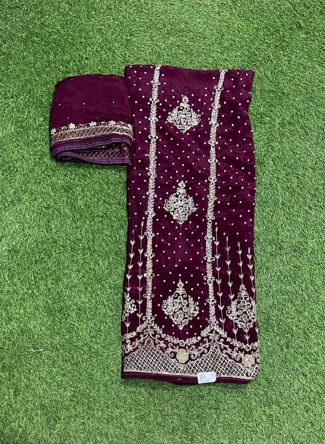 Wine Crepe | Crepe Suit | Wedding | Party Wear | Ring Ceremony | Festival Suit | Allover suit |