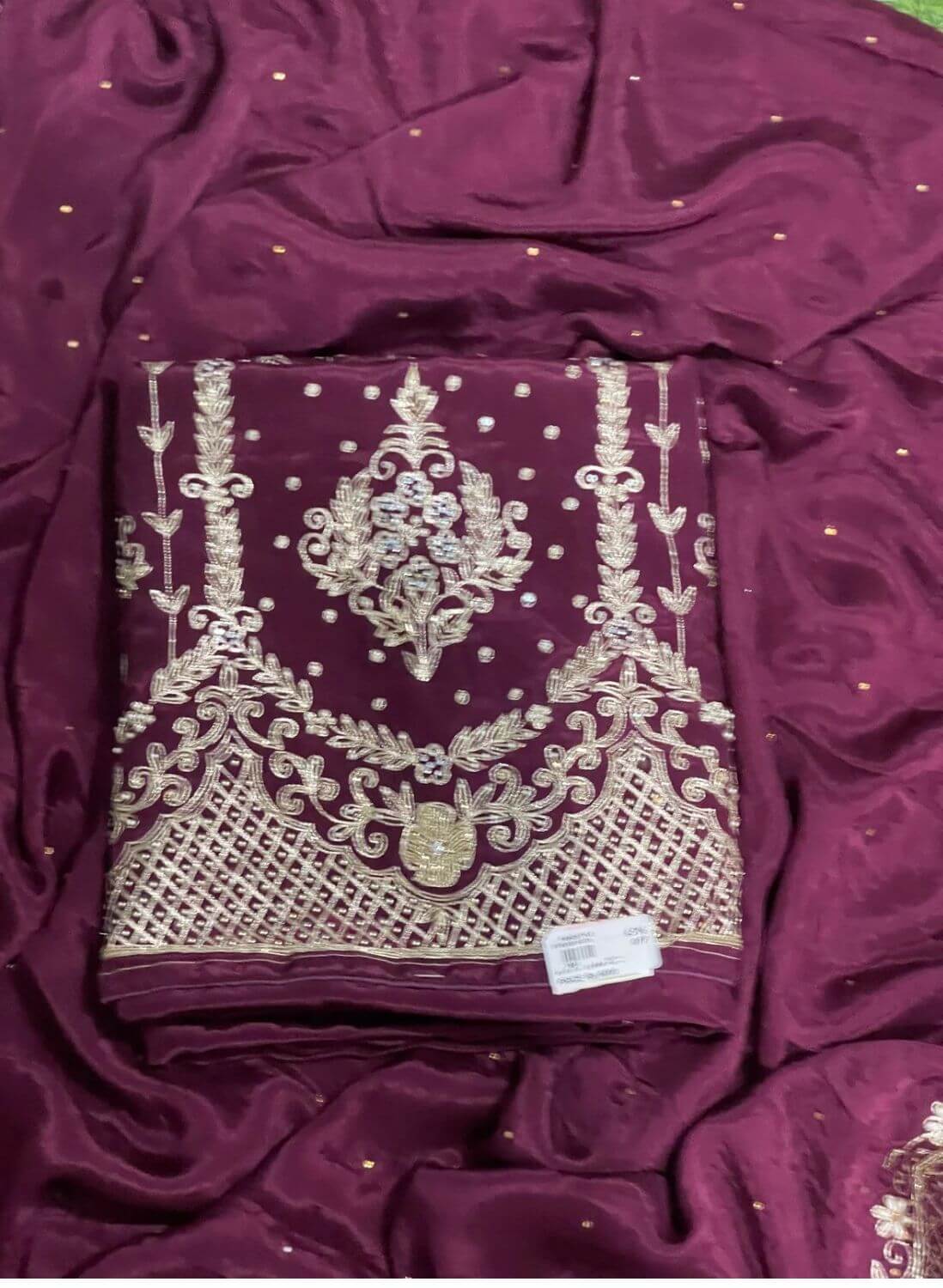 Wine Crepe | Crepe Suit | Wedding | Party Wear | Ring Ceremony | Festival Suit | Allover suit |