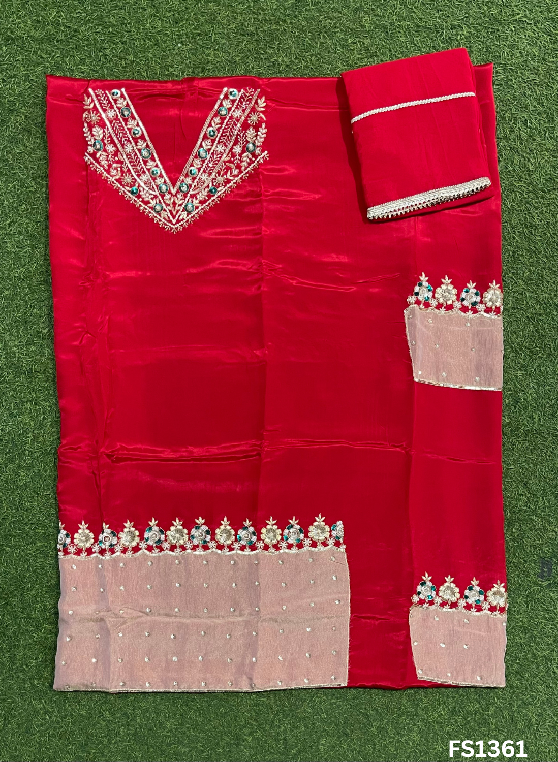 FS1361 | Red | Crepe Suit | Party Wear | Wedding | Ring Ceremony | Festival