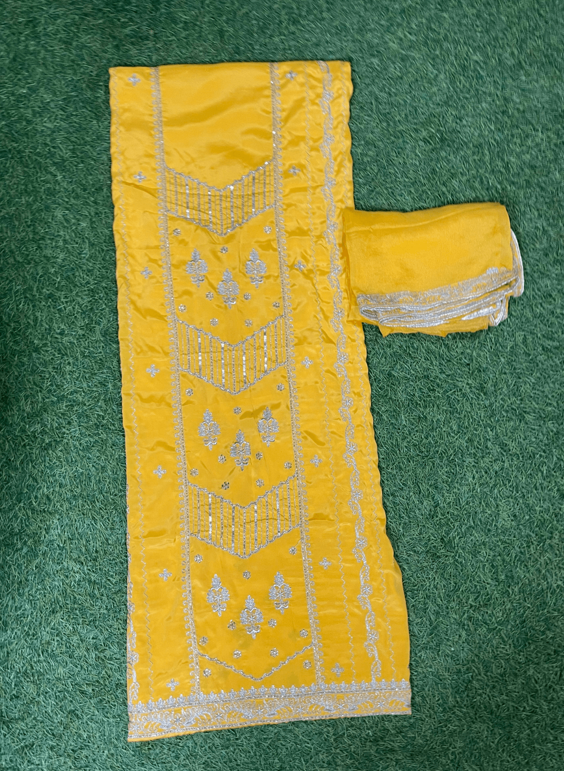 Yellow Crepe | Crepe Suit | Wedding | Party Wear | Ring Ceremony | Festival Suit | Allover suit|