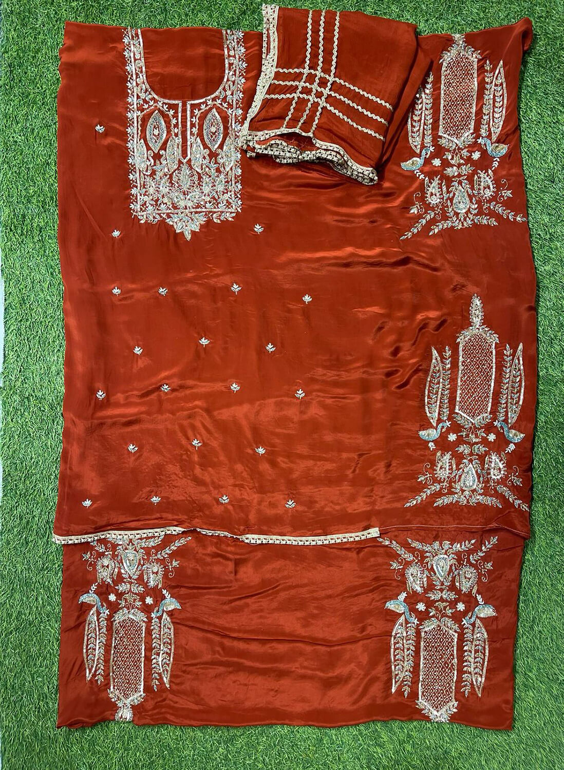 Rust | Crepe Suit | Wedding | Party Wear | Ring Ceremony | Festival Suit|