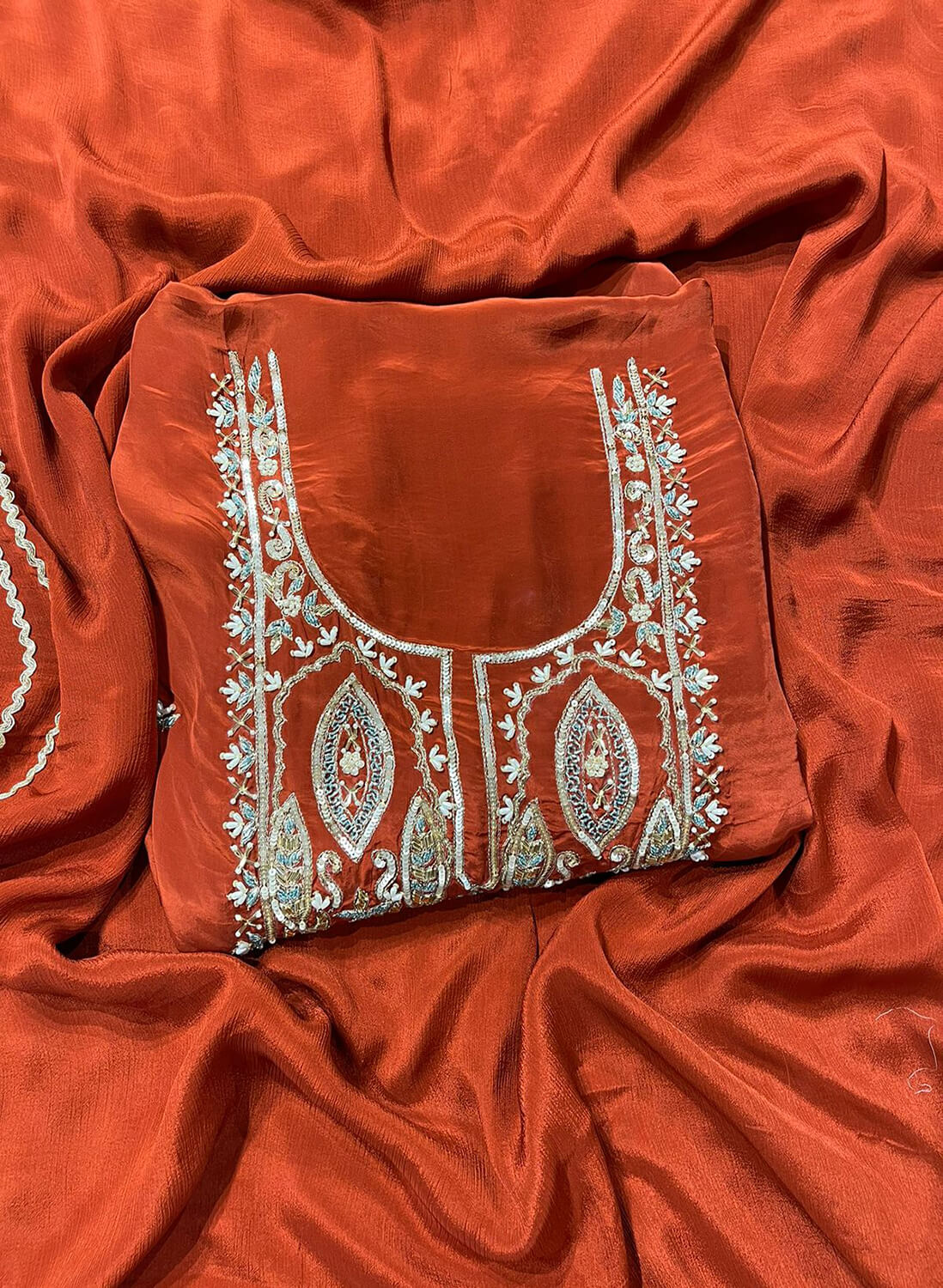Rust | Crepe Suit | Wedding | Party Wear | Ring Ceremony | Festival Suit|