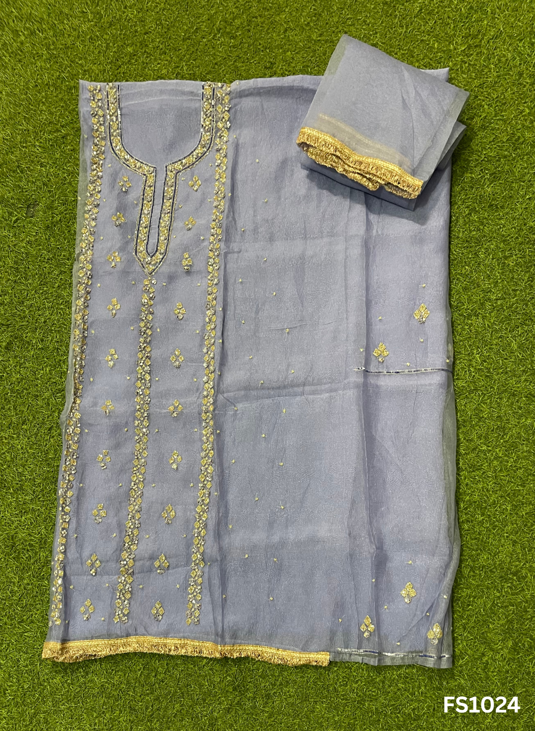 FS1024 | Blue | Crush Shimmer Suit | Party Wear | Wedding | Jaggo | Ring Ceremony | Festival|