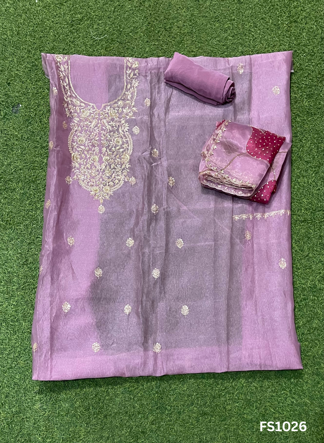 FS1026 | Crush Shimmer Suit | Party Wear | Wedding | Jaggo | Ring Ceremony | Festival |