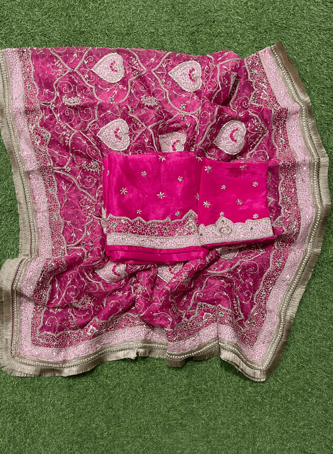| Hot-Pink | Glass Shimmer |Suit | Party Wear | Wedding | Jaggo | Ring Ceremony | Festival |