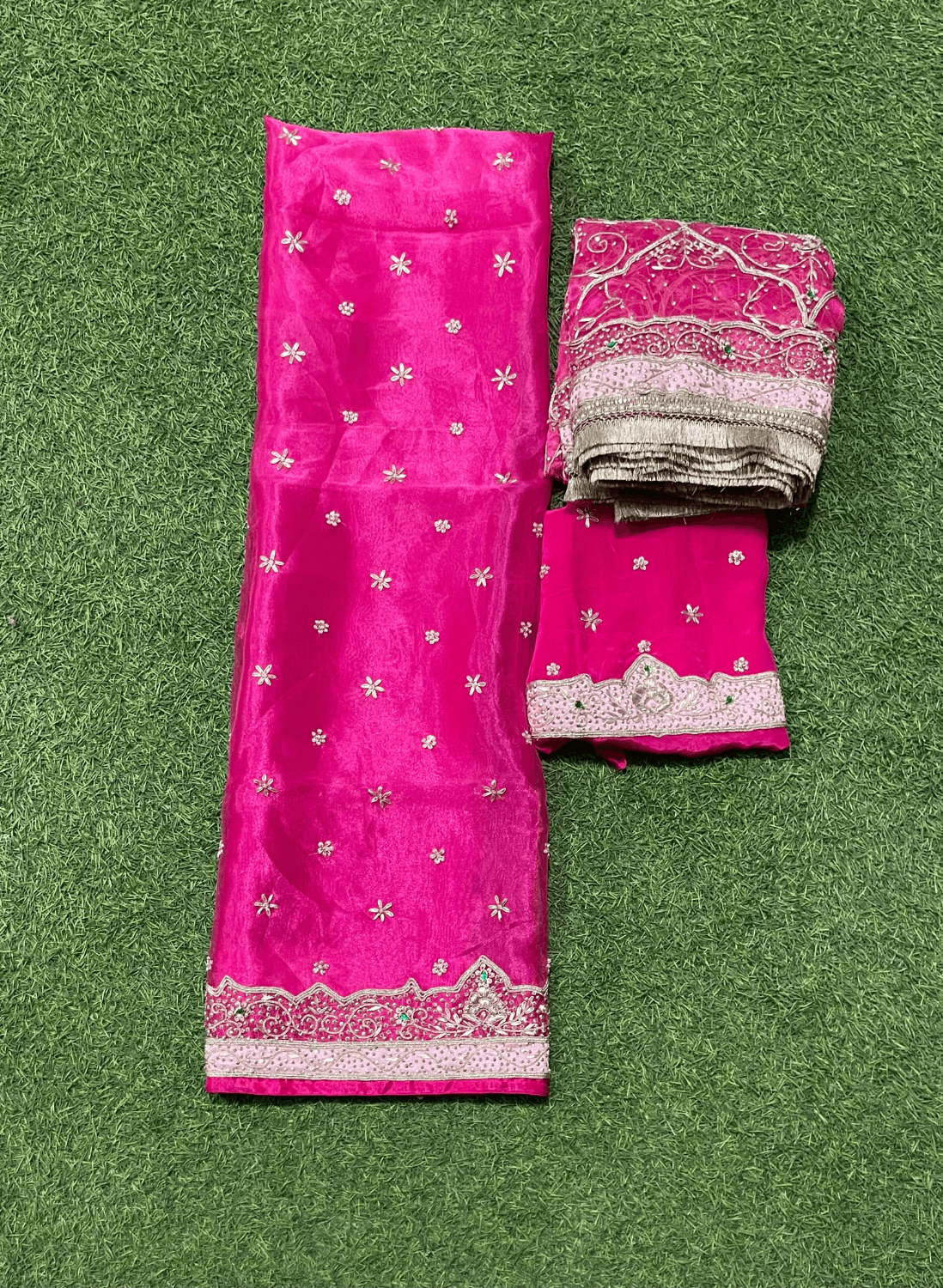 | Hot-Pink | Glass Shimmer |Suit | Party Wear | Wedding | Jaggo | Ring Ceremony | Festival |