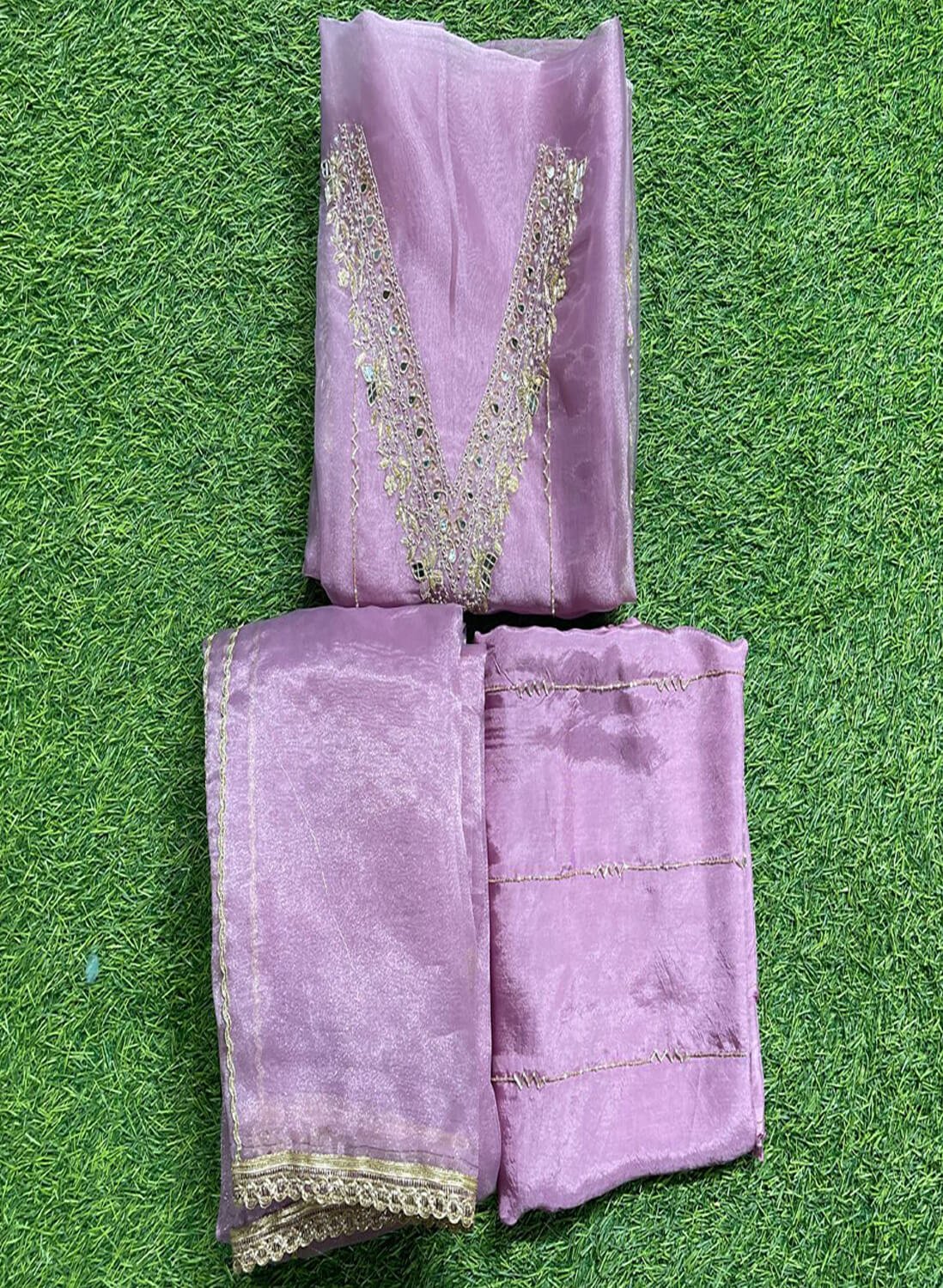 Shimmer Organza Suit | Party Wear | Wedding | Jaggo | Ring Ceremony | Festival |