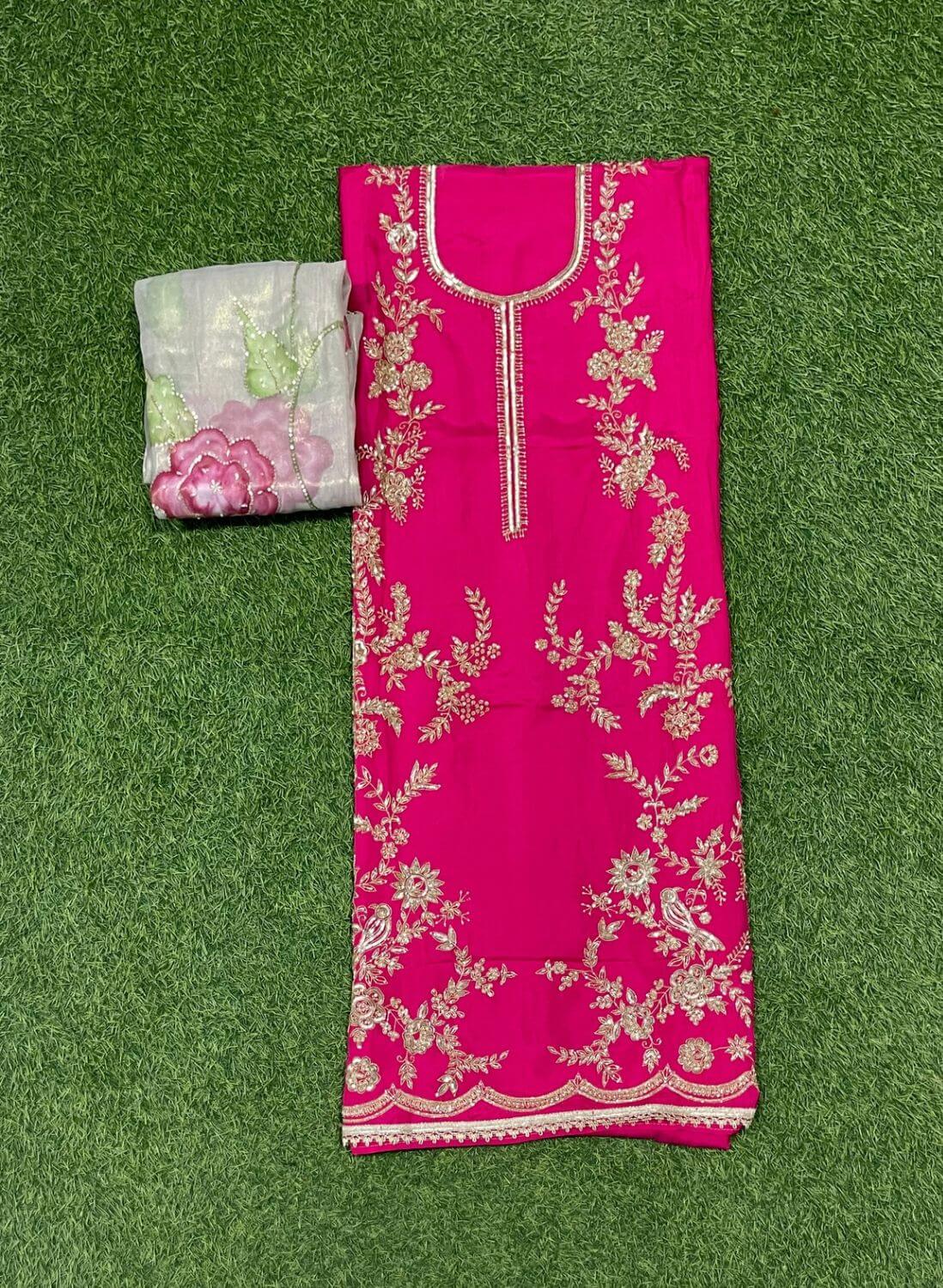Fs249 | Hot pink silk |silk Suit | Wedding | Party Wear | Ring Ceremony | Festival Suit | F9FAAA