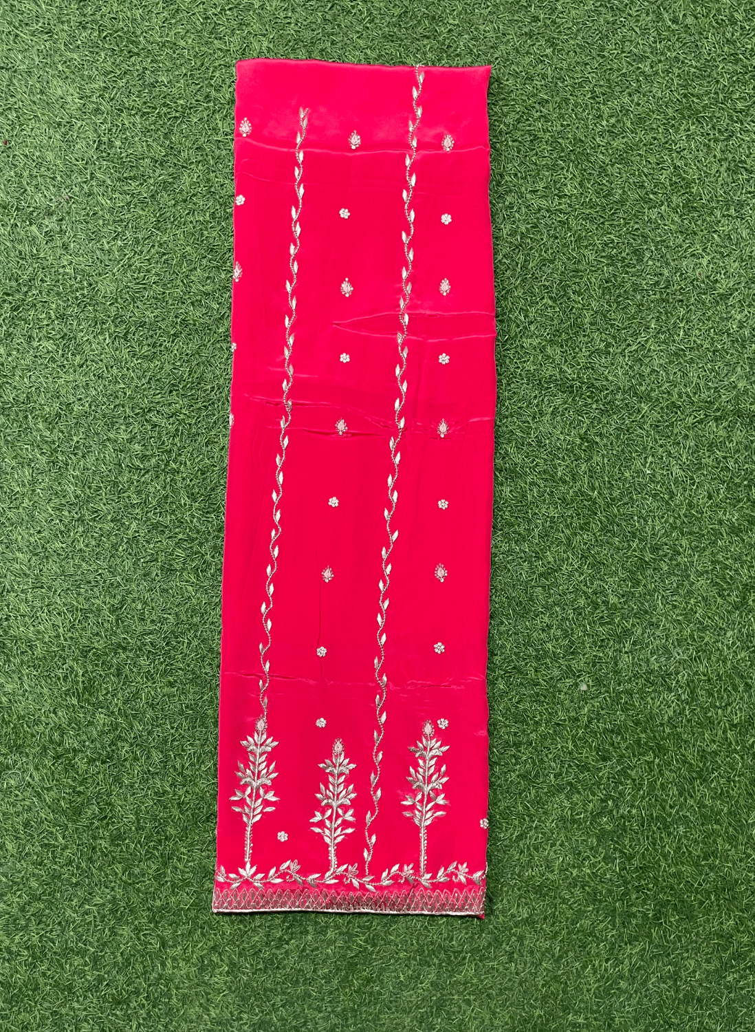 FS221 | Red Crepe Suit | Bridal | Wedding | Party Wear | Jaggo | Ring Ceremony | Festival | Celebrity | F9DFAA