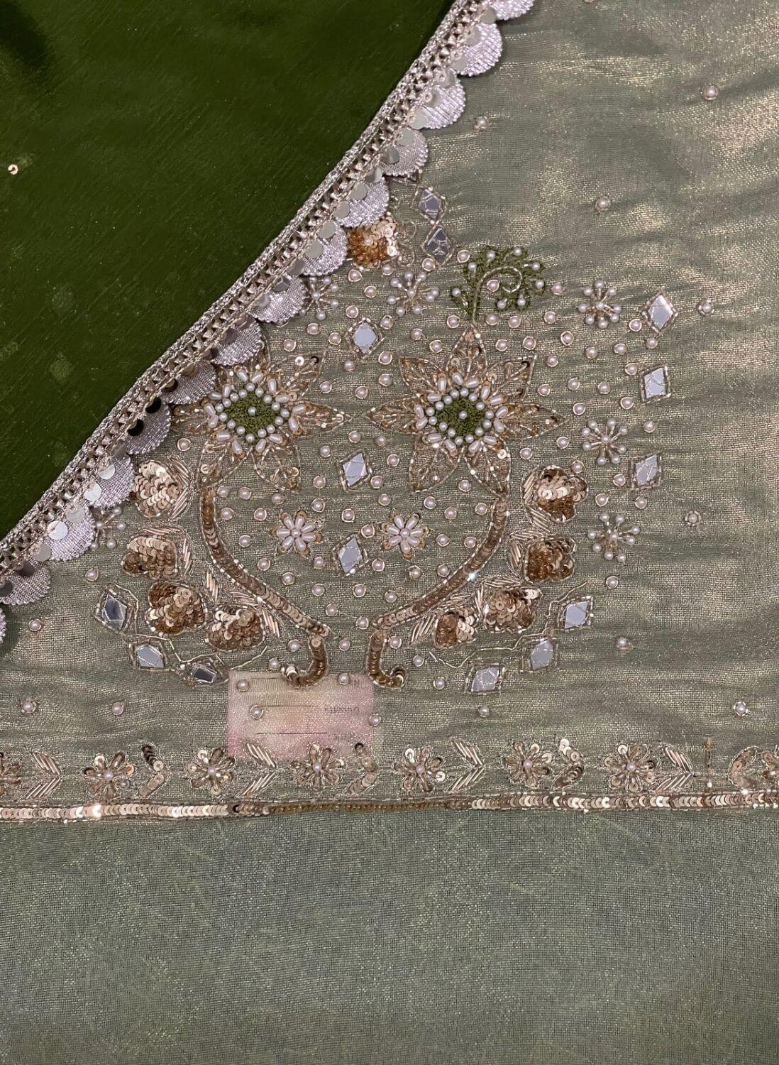 FS685 | Pista Pure jute Suit | Party Wear | Wedding | Jaggo | Ring Ceremony | Festival | F9DFAA