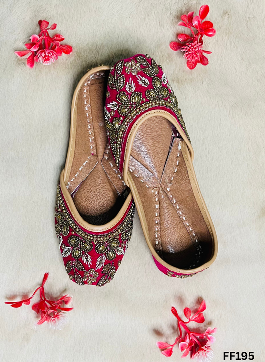 FF195 | Hot-Pink | Hand -Work | Punjabi Jutti