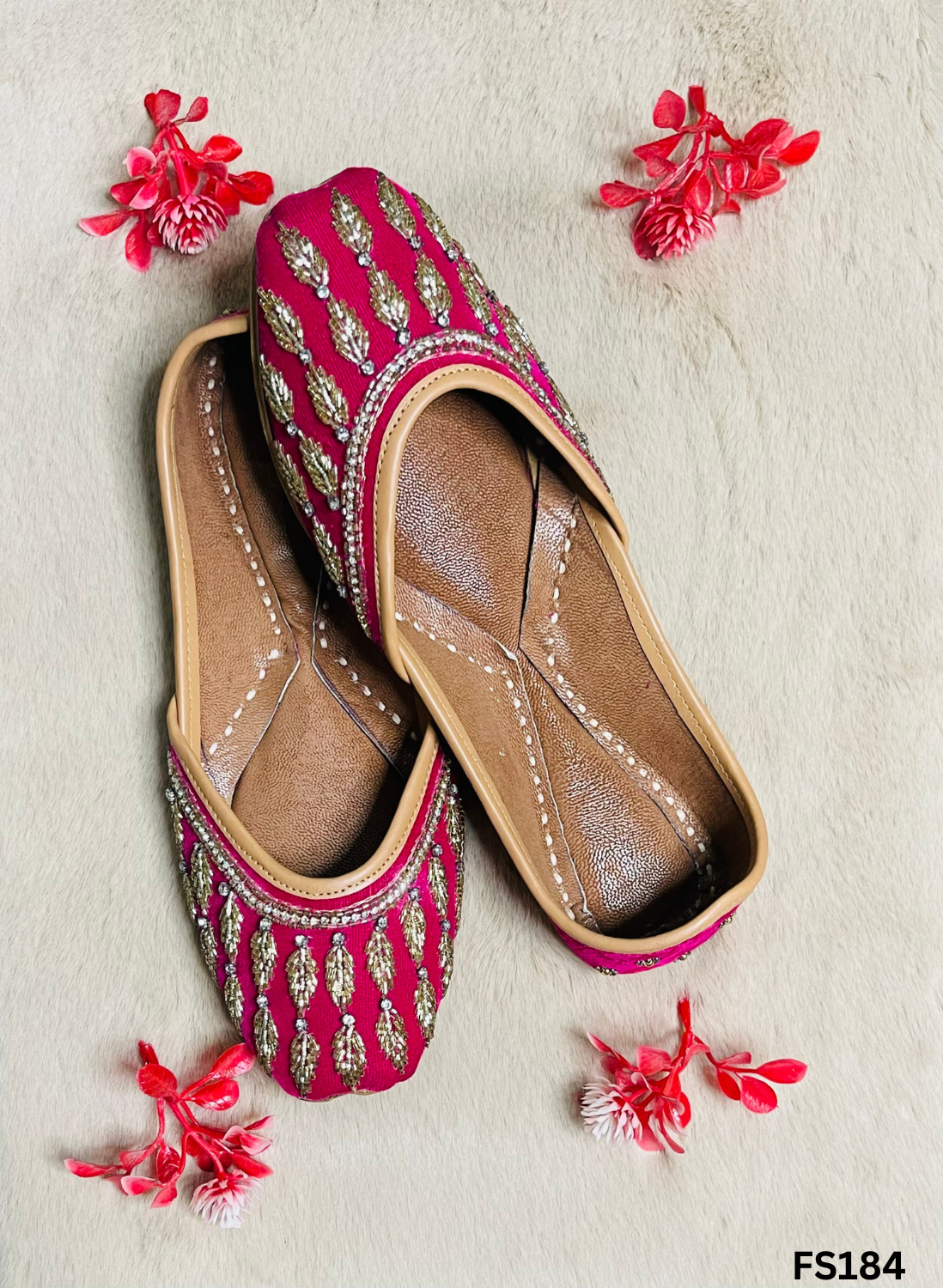 FF184 | Hot-Pink | Hand-Work | Punjabi Jutti