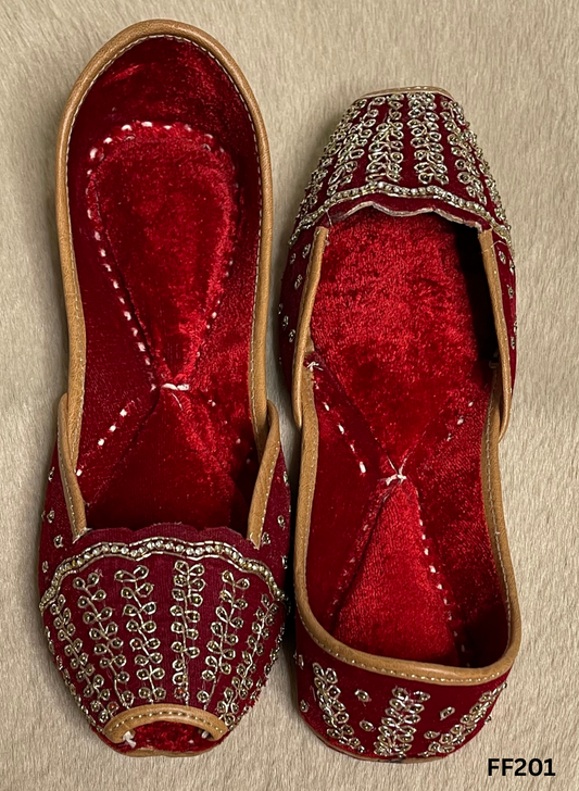 FF201 | Hot-Pink | Velvet  | Hand -Work | Punjabi Jutti