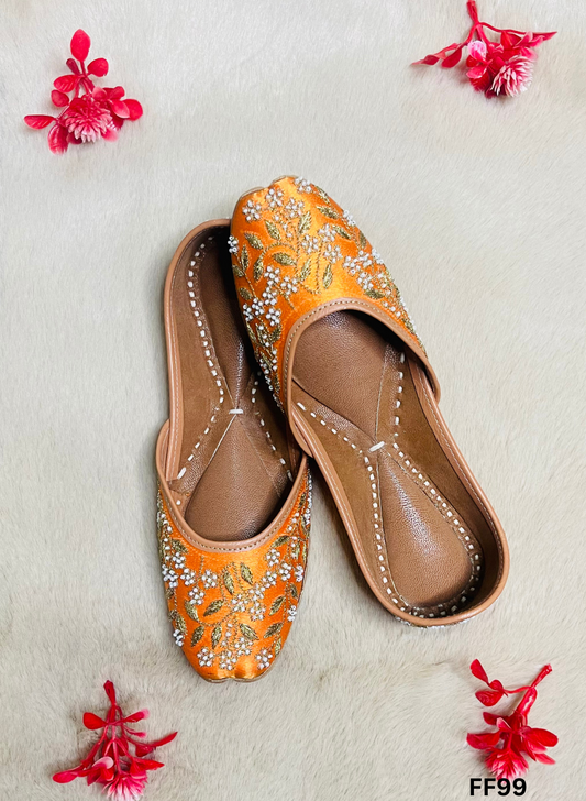 FF99 | Orange | Hand -Work | Punjabi Jutti