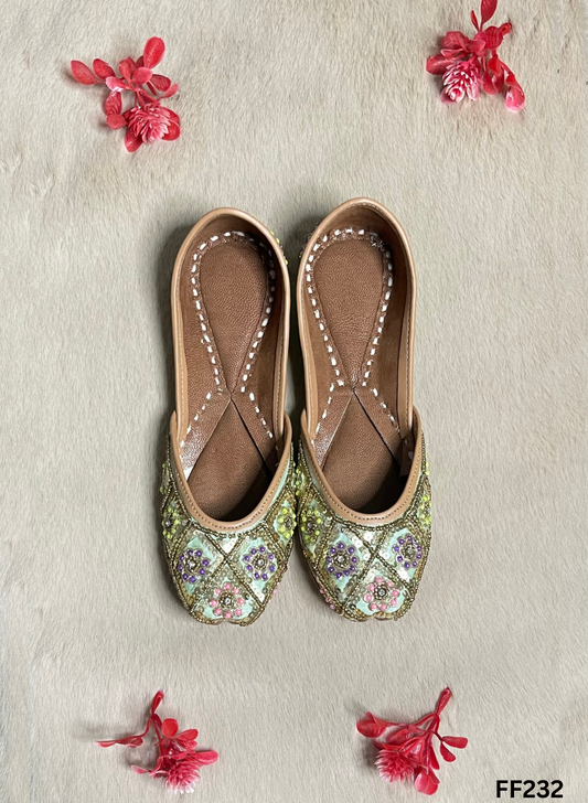 FF232 | Light Sky-Blue| Hand -Work | Punjabi Jutti