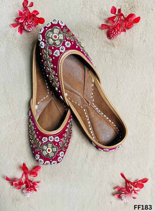 FF183 | Hot-Pink  | Hand-Work | Punjabi Jutti