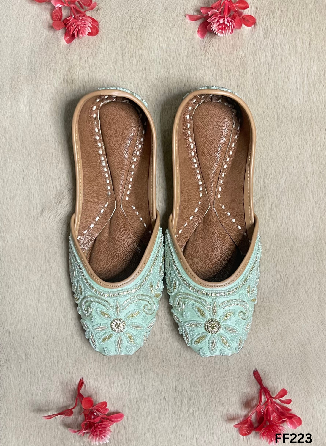 FF223 | Light Sky-Blue| Hand -Work | Punjabi Jutti