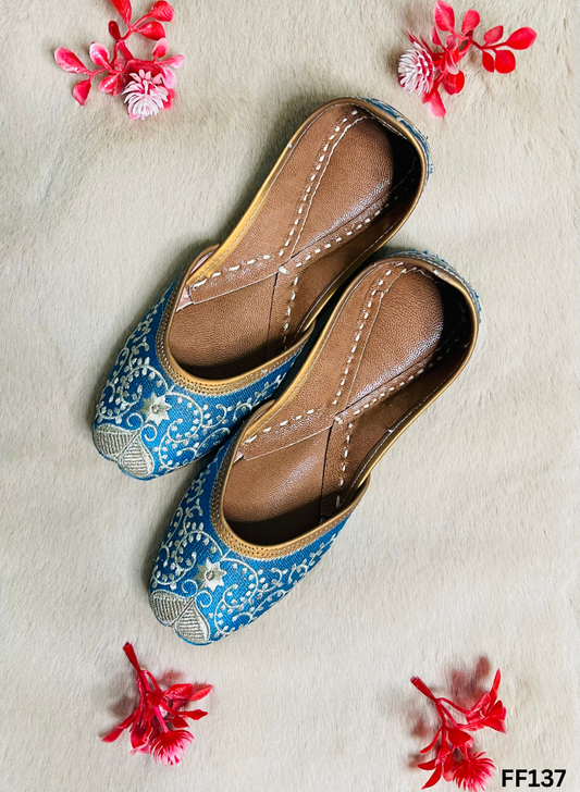 FF137 | Sky-Blue  | Hand-Work | Punjabi Jutti