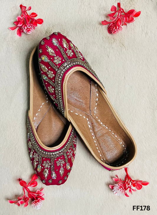 FF178 | Hot-Pink  | Hand-Work | Punjabi Jutti