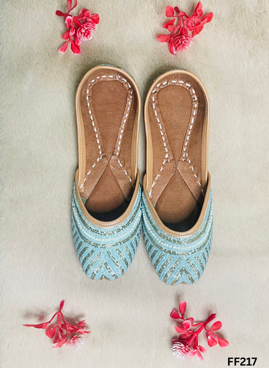FF217 | Sky-Blue | Hand -Work | Punjabi Jutti