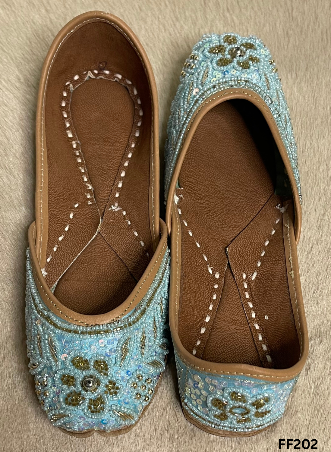 FF202 | Sky-Blue | Hand -Work | Punjabi Jutti