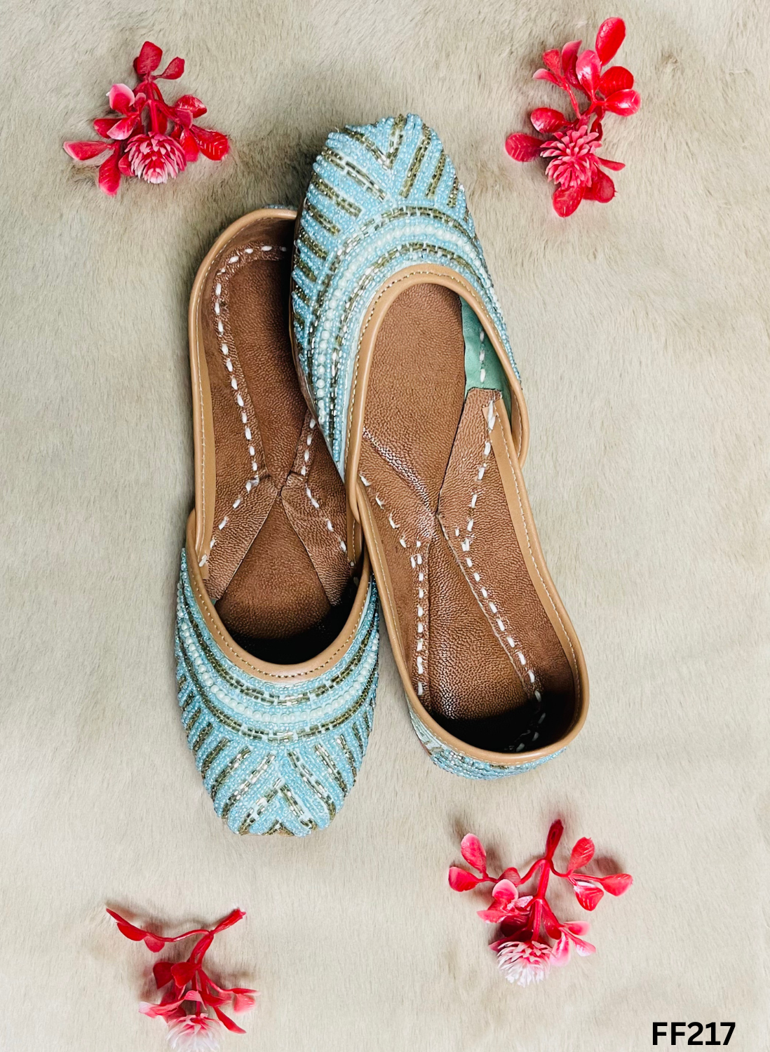 FF217 | Sky-Blue | Hand -Work | Punjabi Jutti