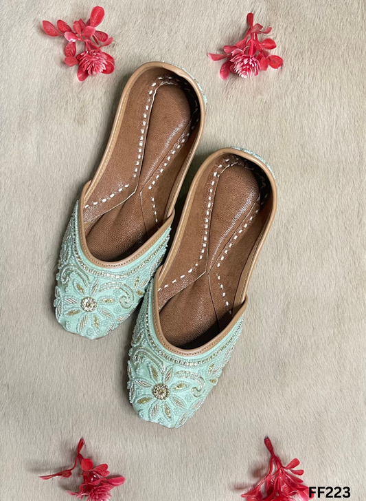 FF223 | Light Sky-Blue| Hand -Work | Punjabi Jutti