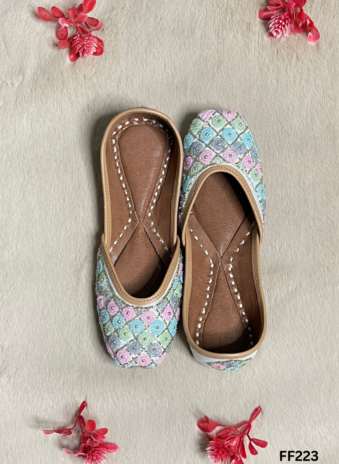 FF223 | Light Sky-Blue| Hand -Work | Punjabi Jutti