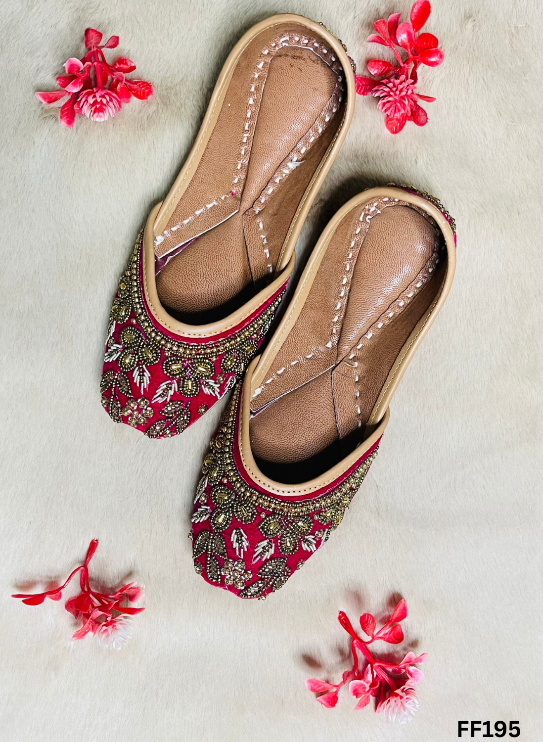FF195 | Hot-Pink | Hand -Work | Punjabi Jutti