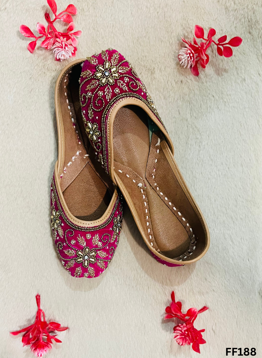 FF188 | Hot-Pink | Hand-Work | Punjabi Jutti