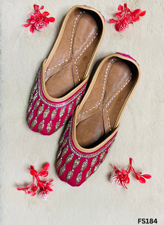FF184 | Hot-Pink  | Hand-Work | Punjabi Jutti