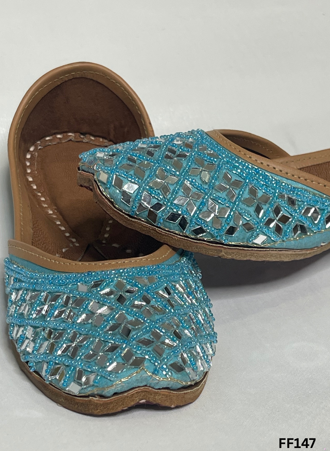 FF147 | Sky-Blue  | Hand-Work | Punjabi Jutti