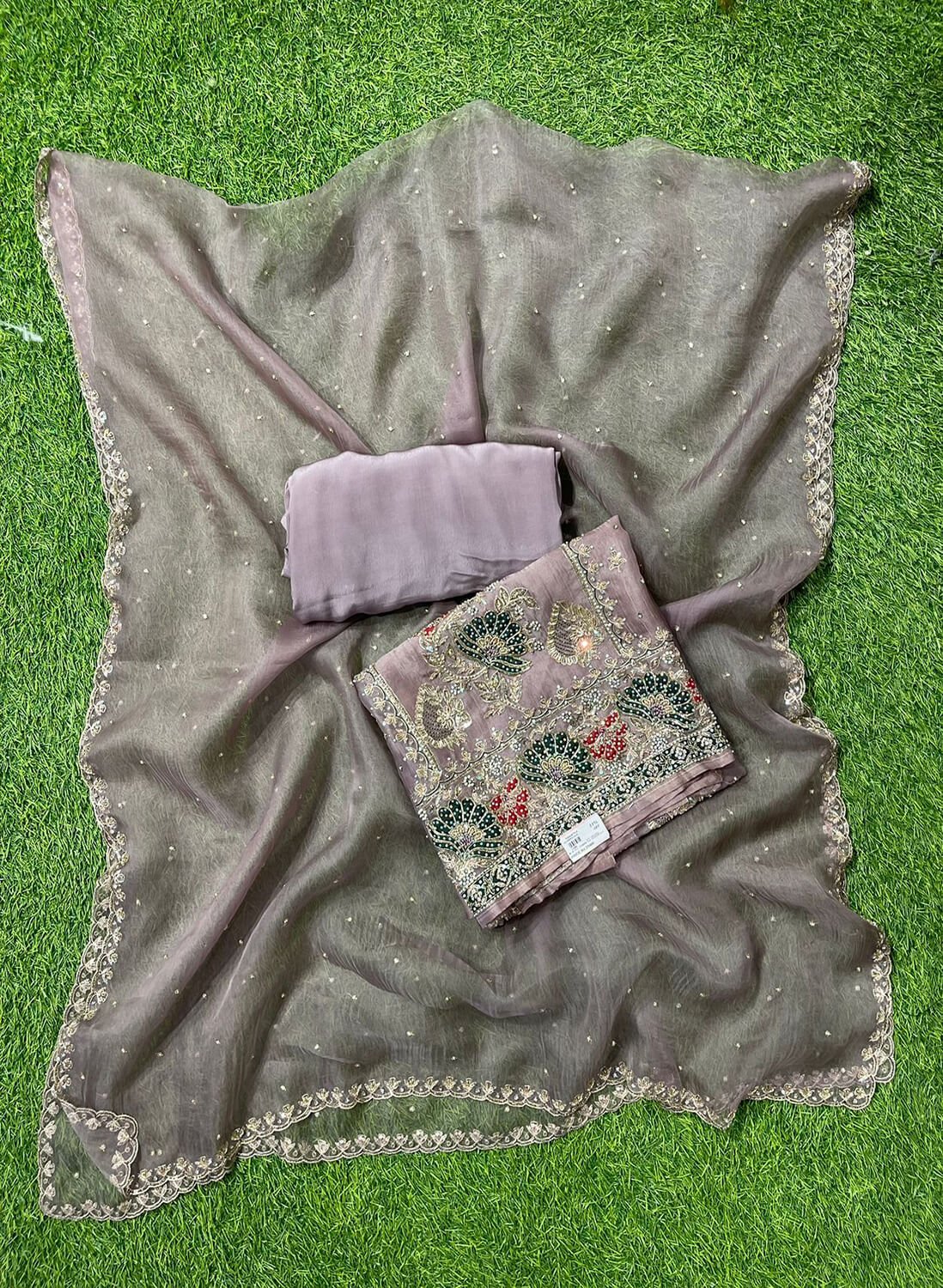 FS174 | Organza Suit | Party Wear | Wedding | Jaggo | Ring Ceremony | Festival|