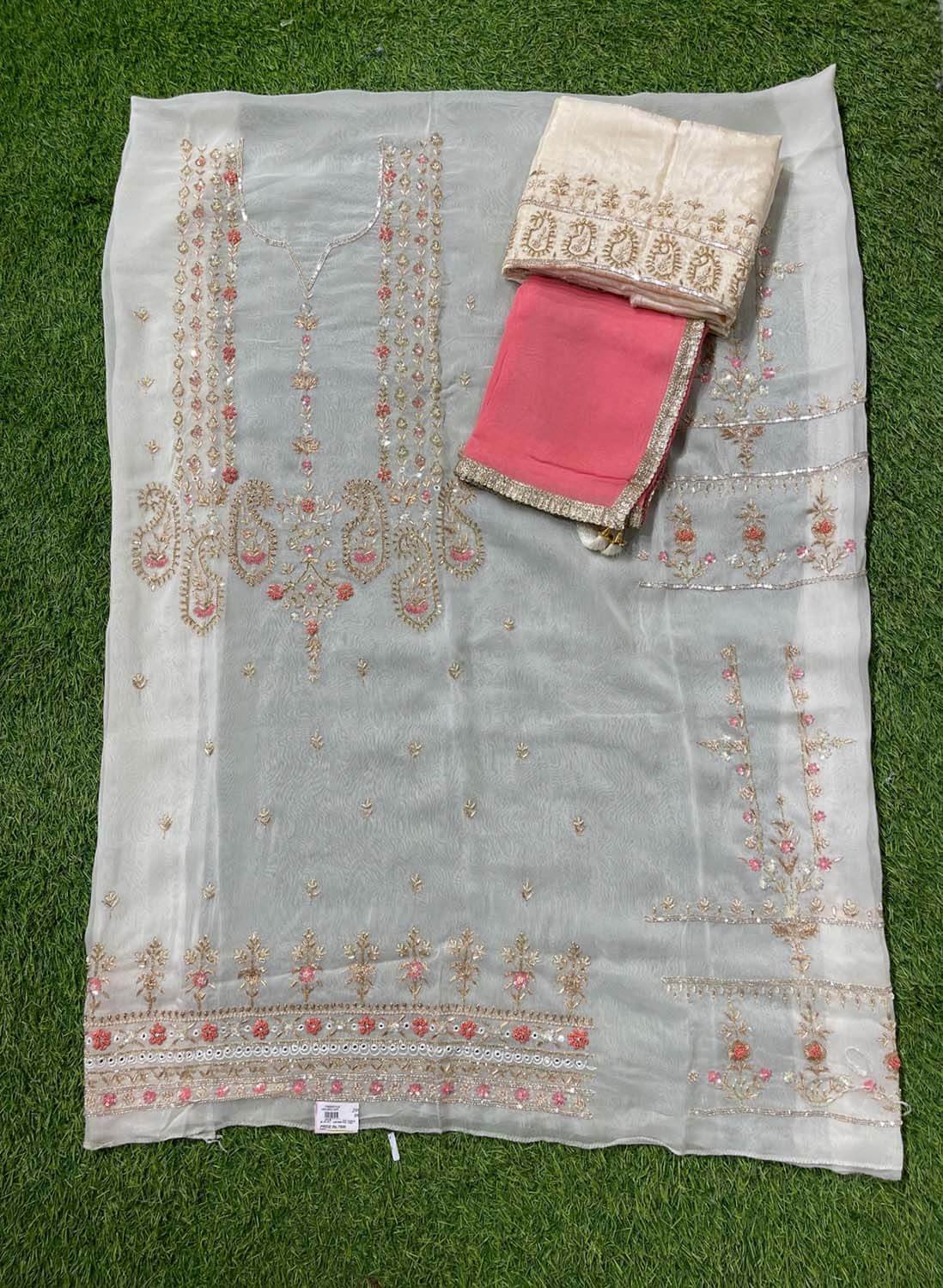 White Organza Suit | Party Wear | Wedding | Jaggo | Ring Ceremony | Festival|