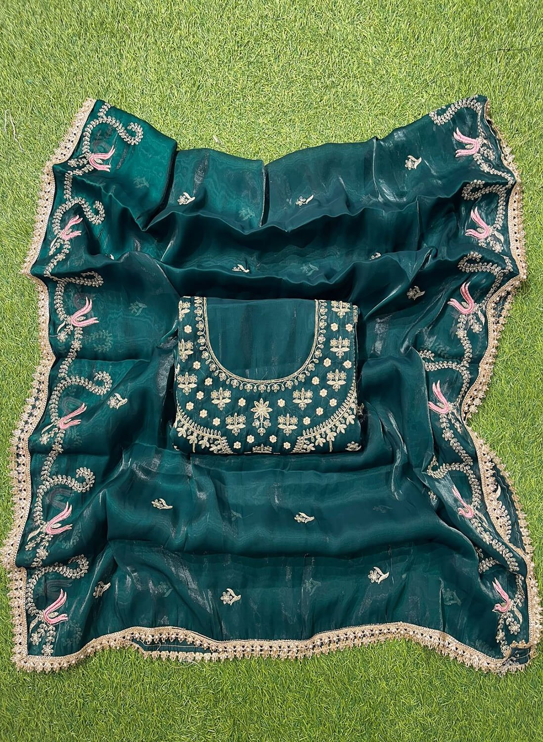 Glass Tissue Suit| Party Wear | Wedding | Jaggo | Ring Ceremony | Festival |