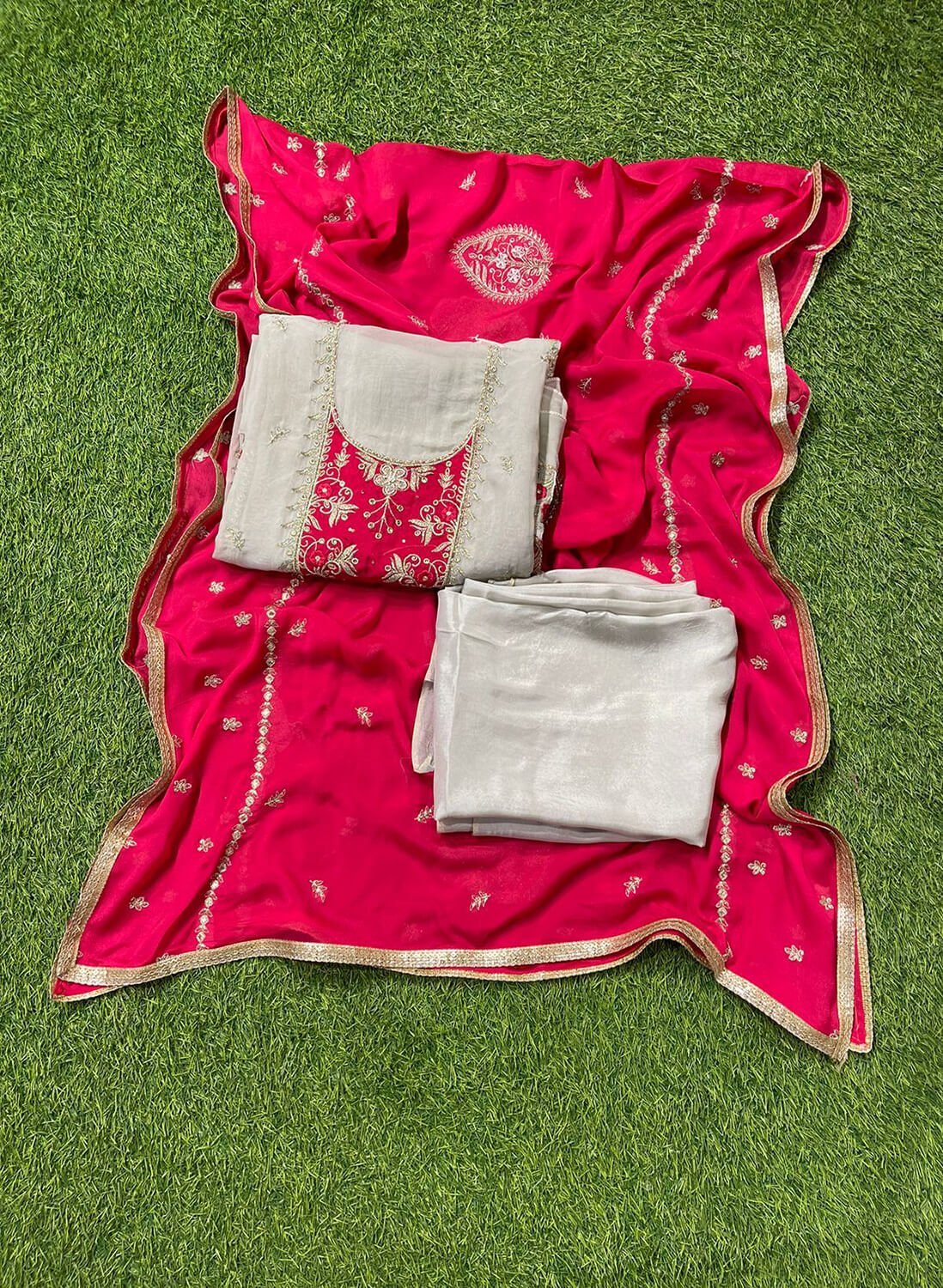 Organza Suit | Party Wear | Wedding | Jaggo | Ring Ceremony | Festival |